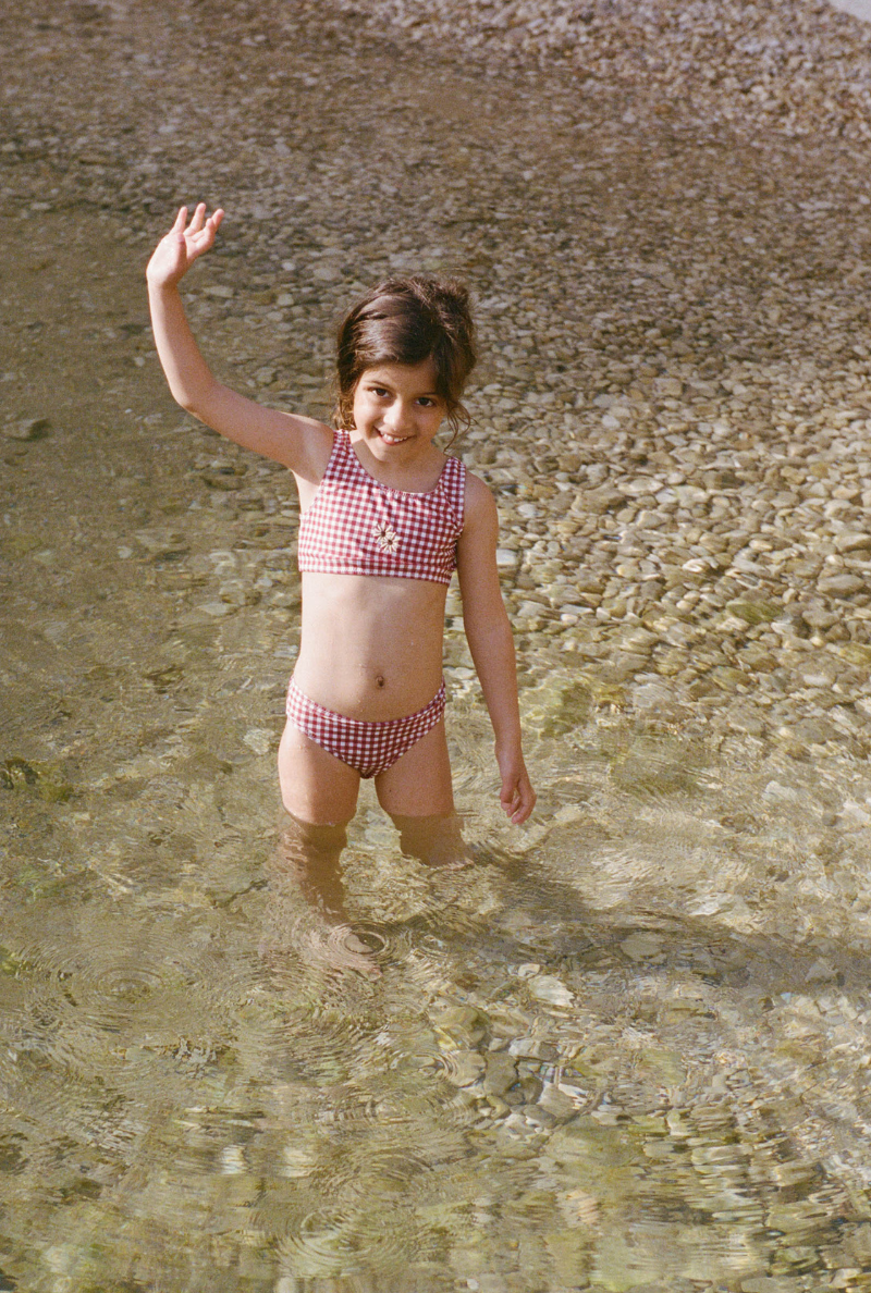 Kinder-Mini-Me-Badeanzug| Vichy-Muster
