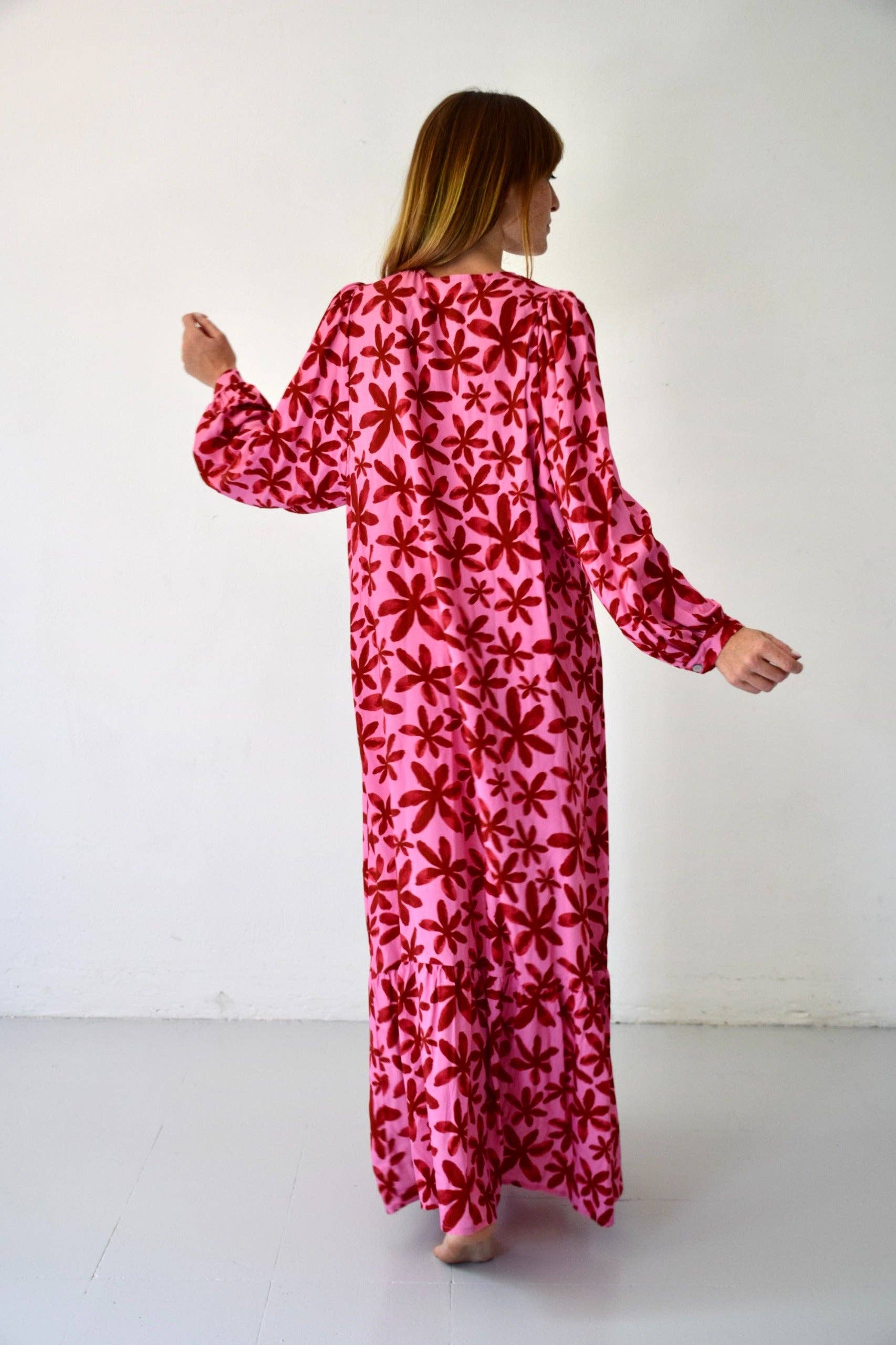 MAXI-KLEID | fuchsia geblümt