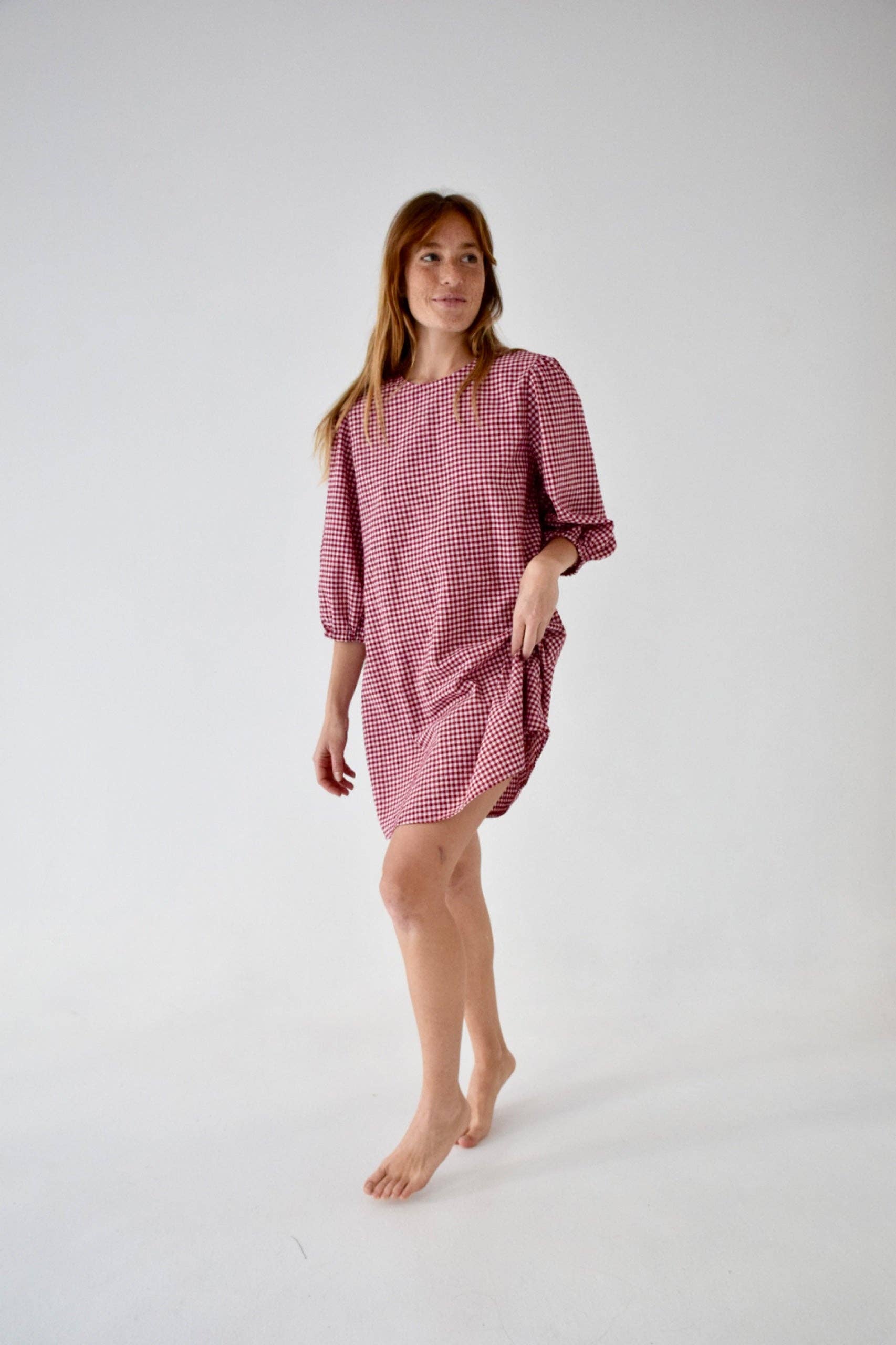 KLEID FÜR MOMS & MOMS TO BE | burgundy vichy