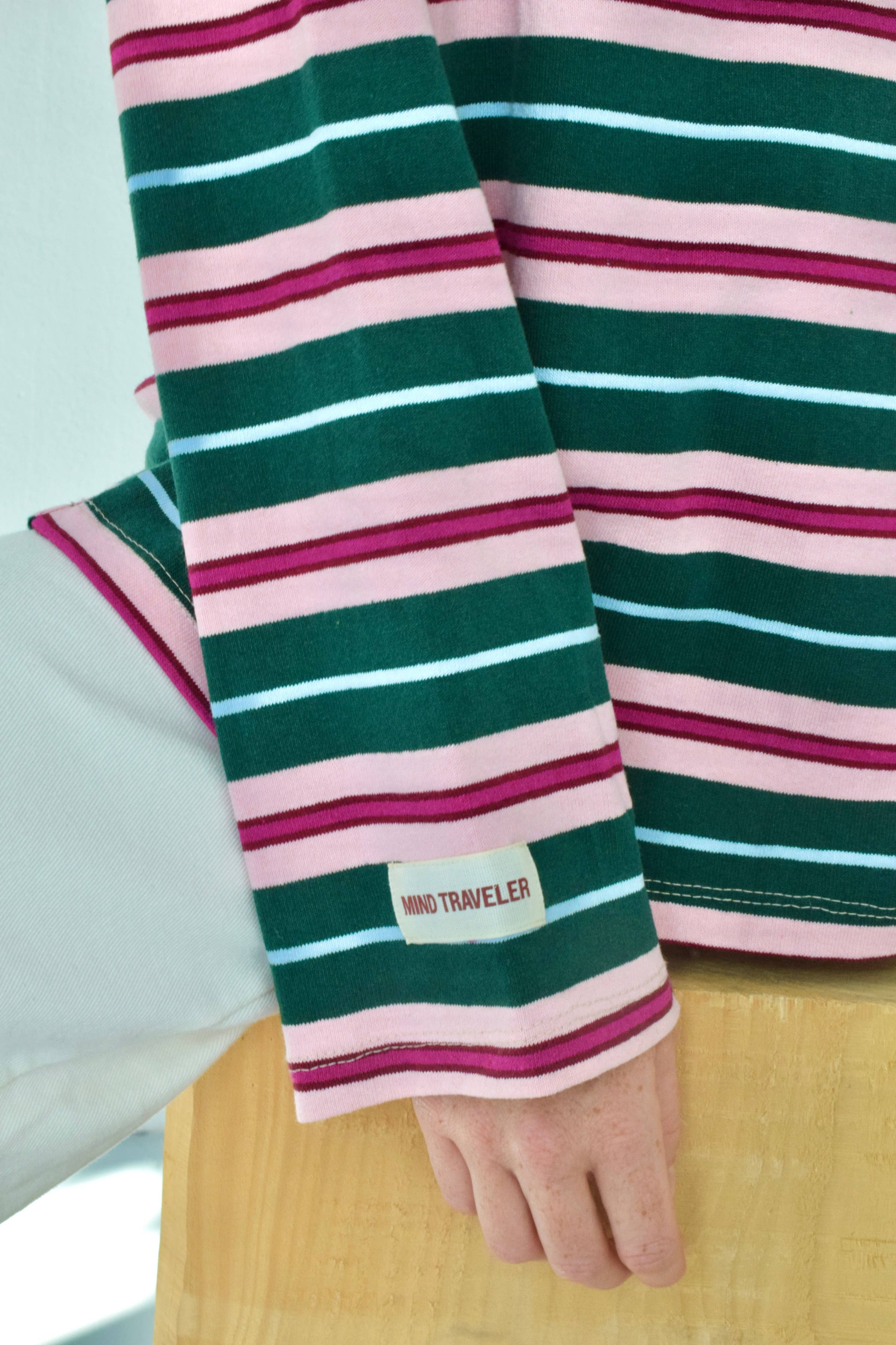 GESTREIFTES POLOSHIRT | grün & rosa
