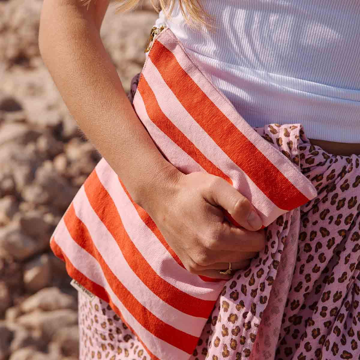 POUCH | pink/rot gestreift