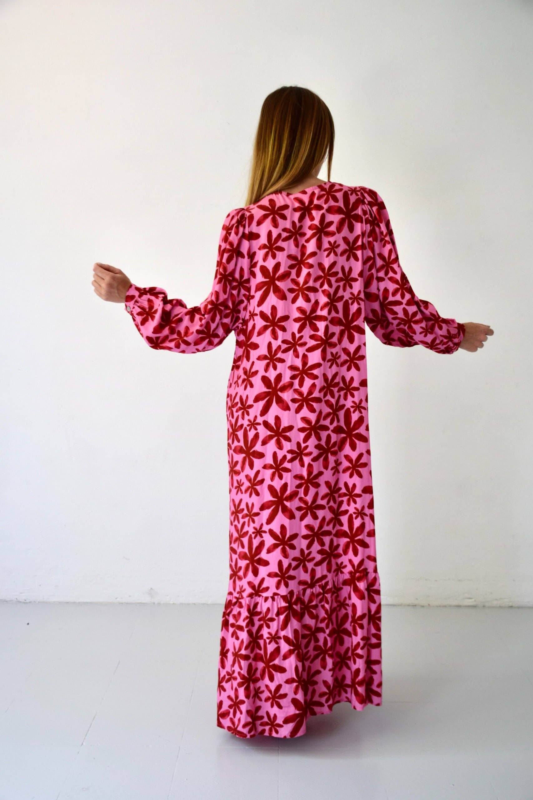 MAXI-KLEID | fuchsia geblümt