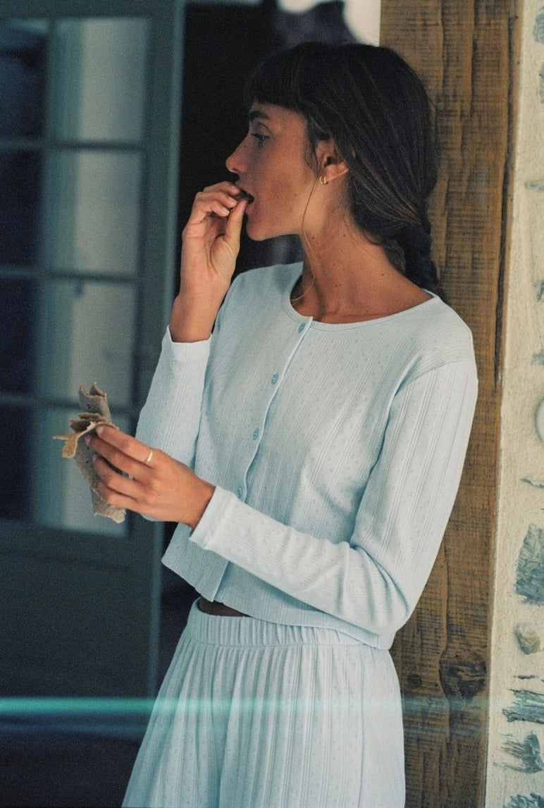 MOM CARDIGAN | POINTELLE | himmelblau