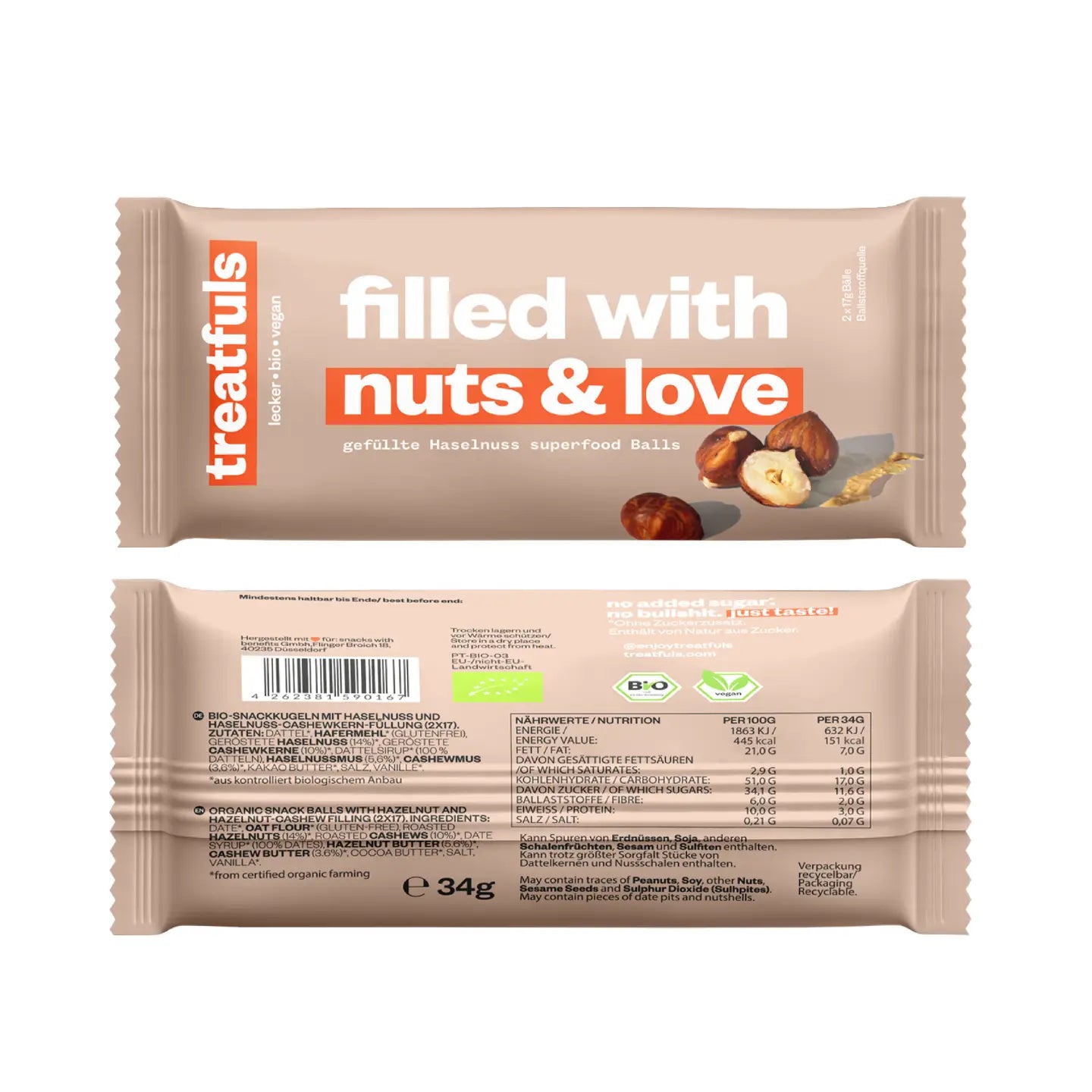 treatfuls - ENERGY BALLS | HASELNUSSBUTTER GEFÜLLT | filled with nuts & love