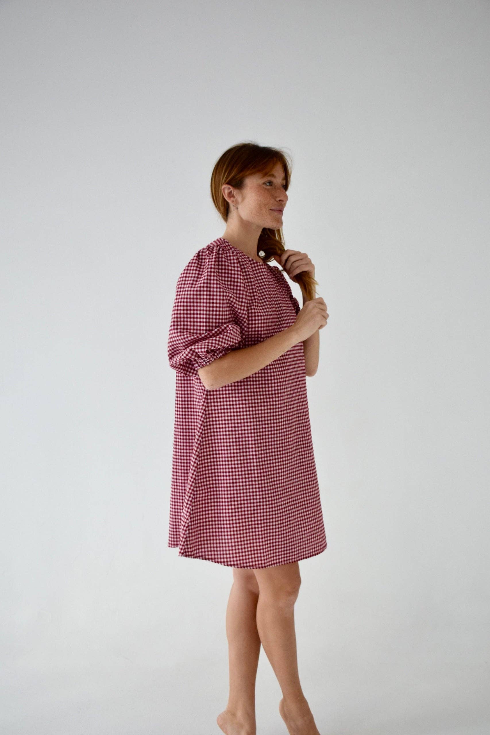 KLEID FÜR MOMS & MOMS TO BE | burgundy vichy