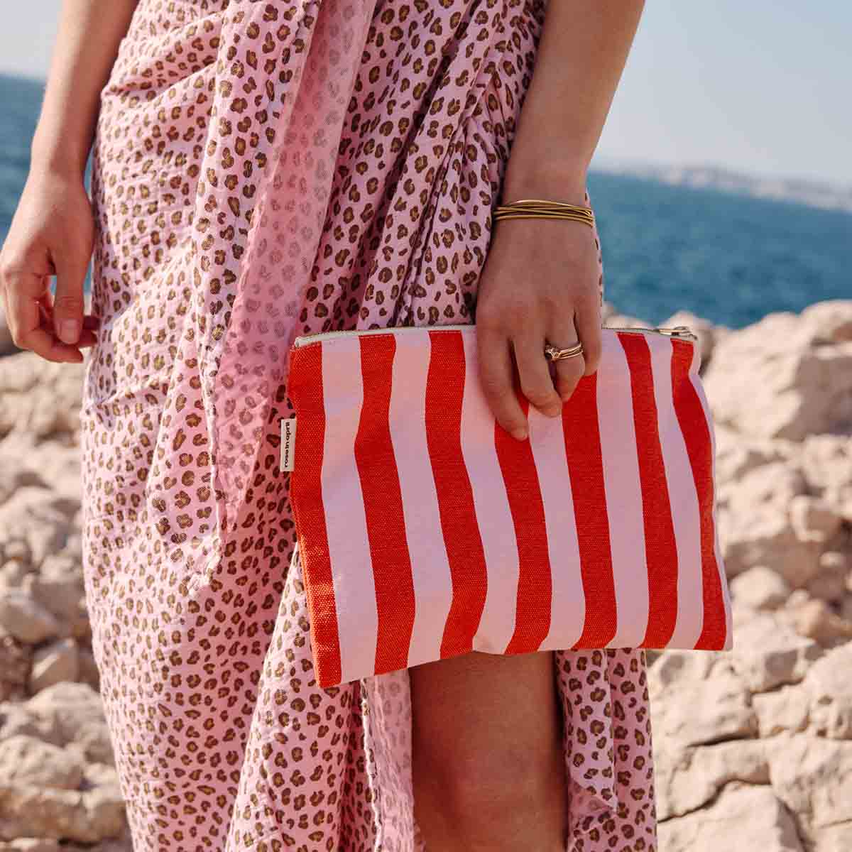 POUCH | pink/rot gestreift