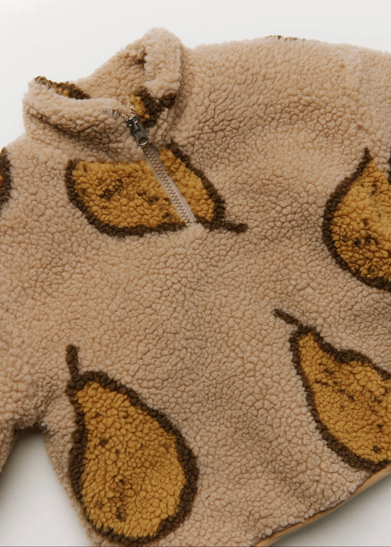 TEDDY-JACKE MIT ZIPPER & BIRNENPRINT