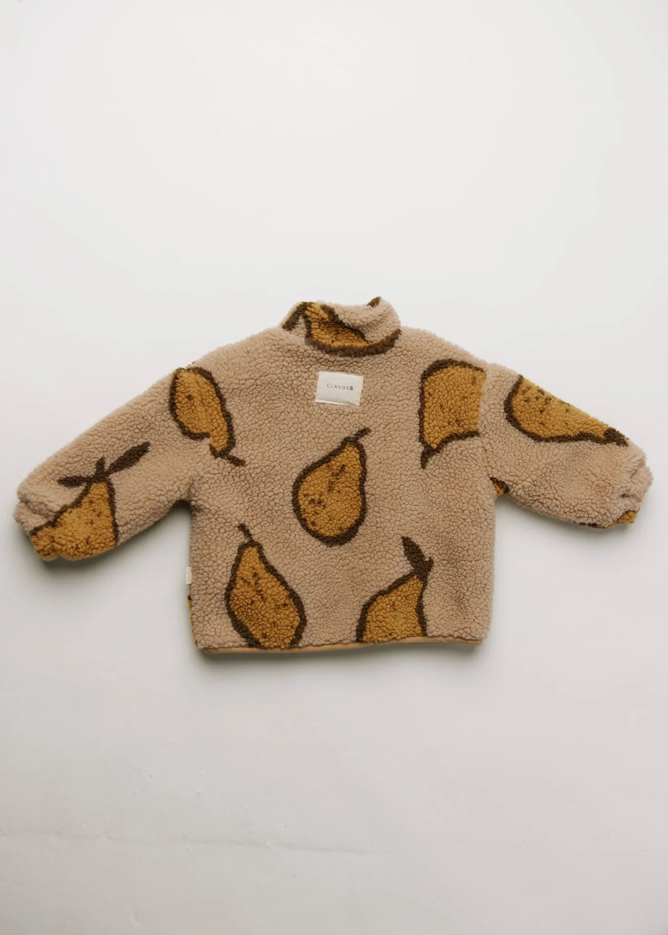 TEDDY-JACKE MIT ZIPPER & BIRNENPRINT