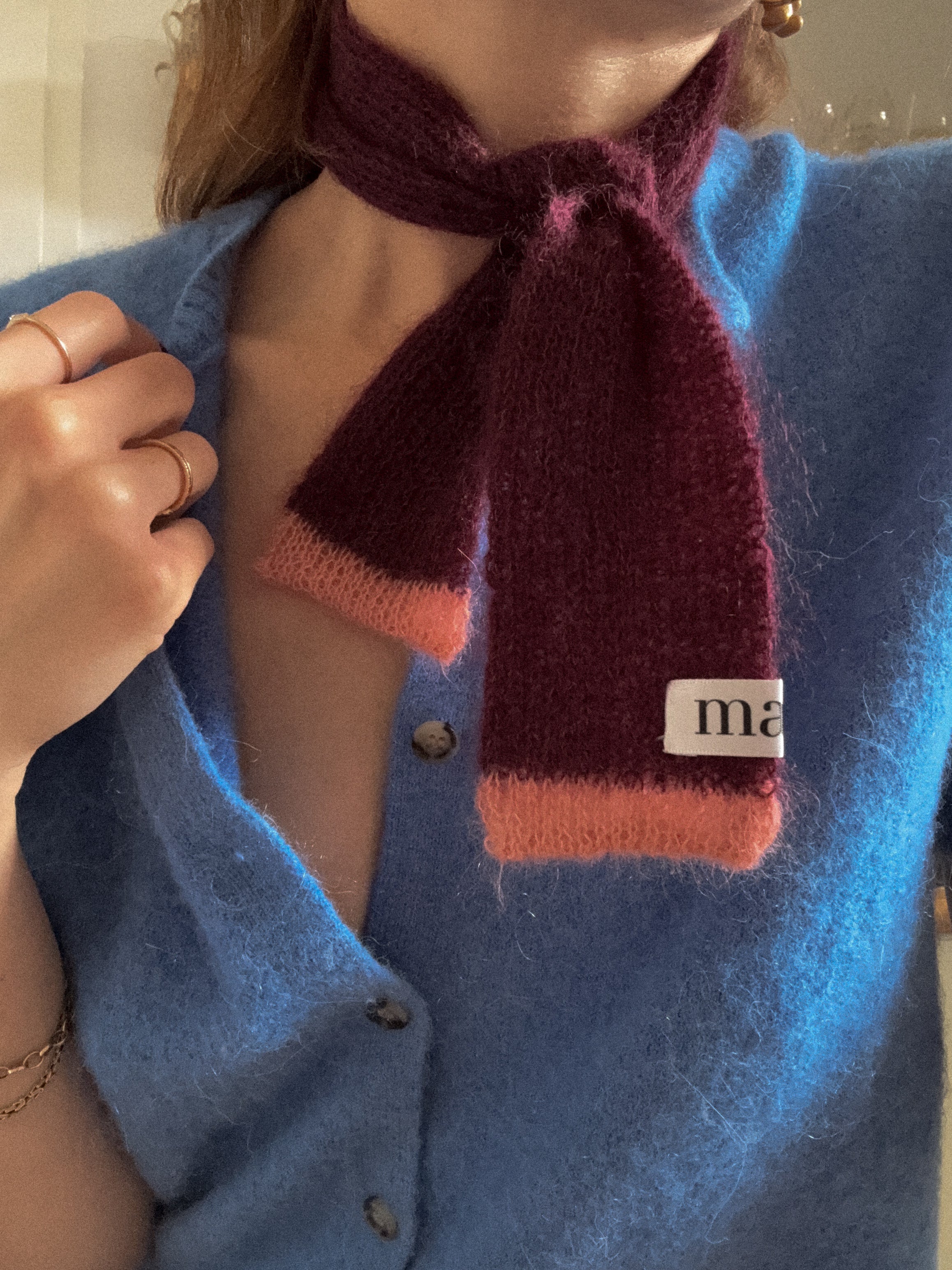 MINI-SCHAL AUS MOHAIR & SEIDE | berry dip