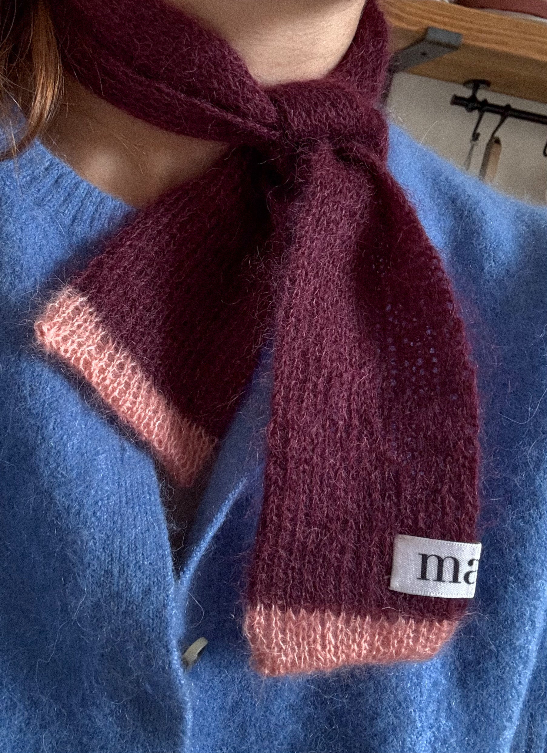 MINI-SCHAL AUS MOHAIR & SEIDE | berry dip