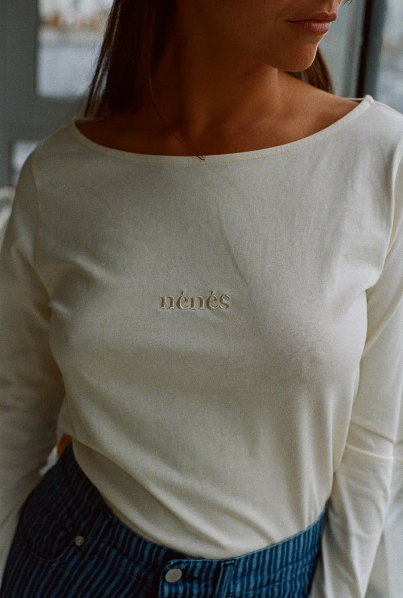LANGARMSHIRT MIT U-BOOT-AUSSCHNITT | NÉNÉS | crème