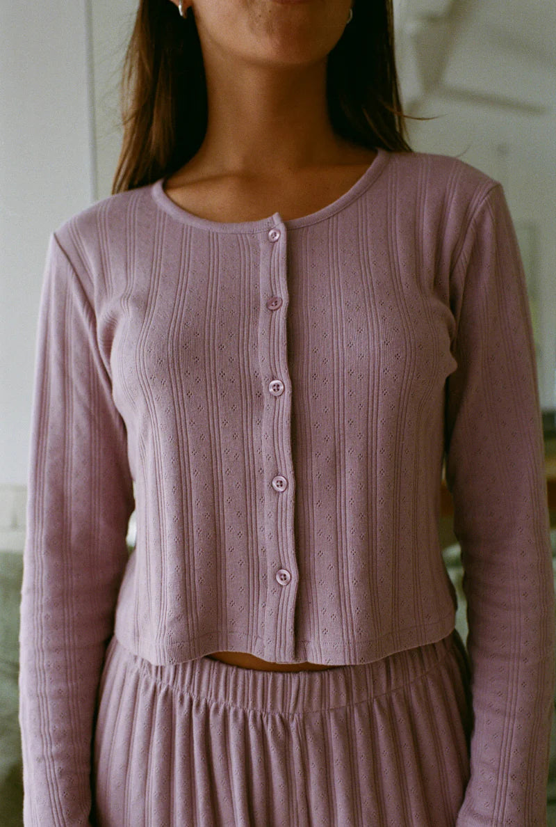 MOM CARDIGAN | POINTELLE | mauve