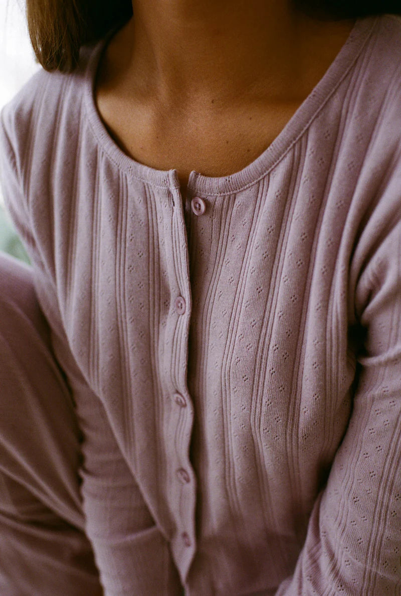 MOM CARDIGAN | POINTELLE | mauve