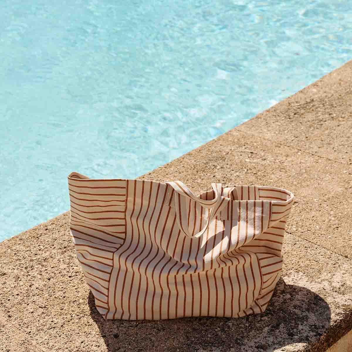 TOTE BAG | greige/pecan gestreift