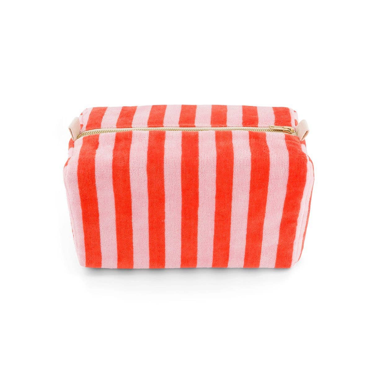 KULTURBEUTEL AUS TERRY | pink tomato stripes