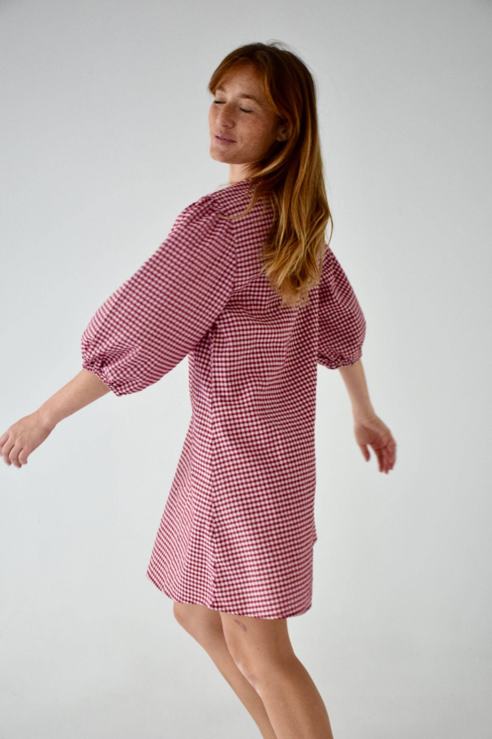 KLEID FÜR MOMS & MOMS TO BE | burgundy vichy