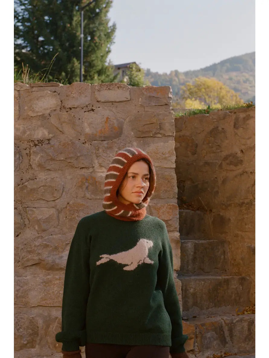 PULLOVER MIT ROBBE | MARYLIN | waldgrün